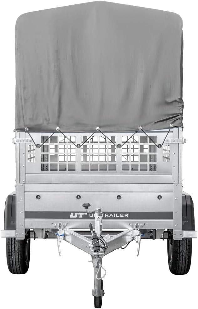UNITRAILER Garden Trailer 200 KIPP 750 kg – Gitteraufsatz, Hochplane Grau, Kippbare Deichsel & Verstärkte Stahlstruktur