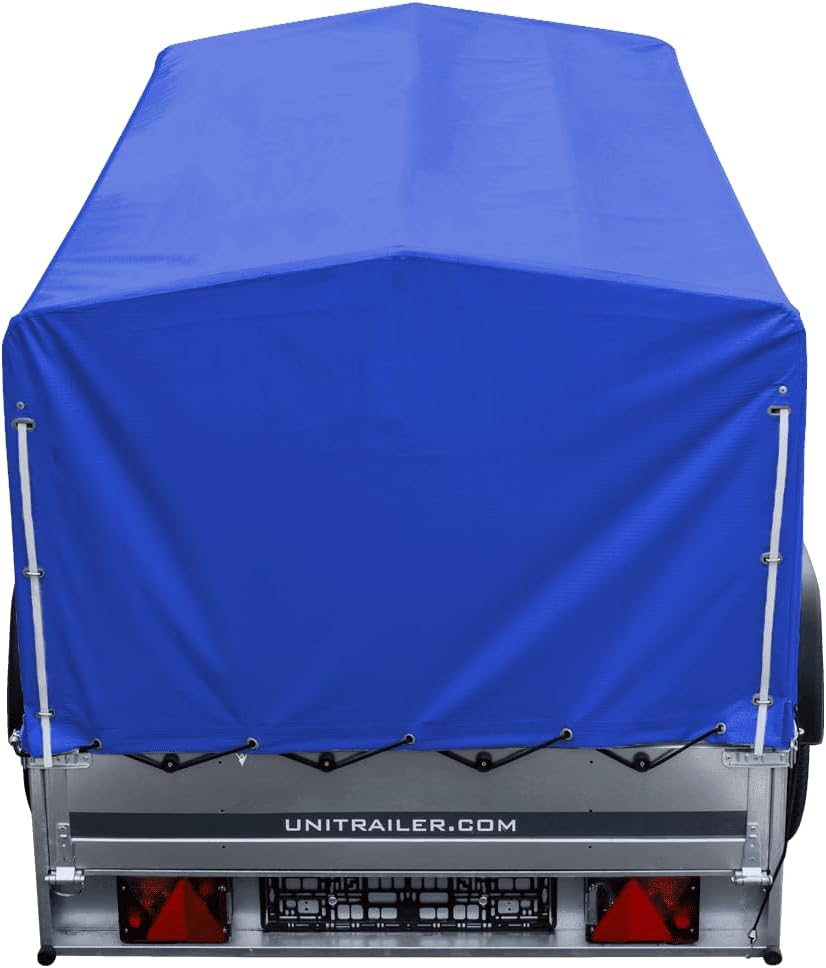 UNITRAILER PKW Anhänger 750 kg – Blaue Hochplane, Kippbare Deichsel, Stützrad & Straßenzulassung inklusive