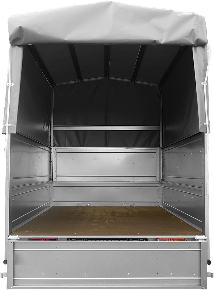 UNITRAILER PKW Anhänger 750 kg – Silber | Hochplane, Bordwände, V-Deichsel, Siebdruckboden & AL-KO/Knott Achse