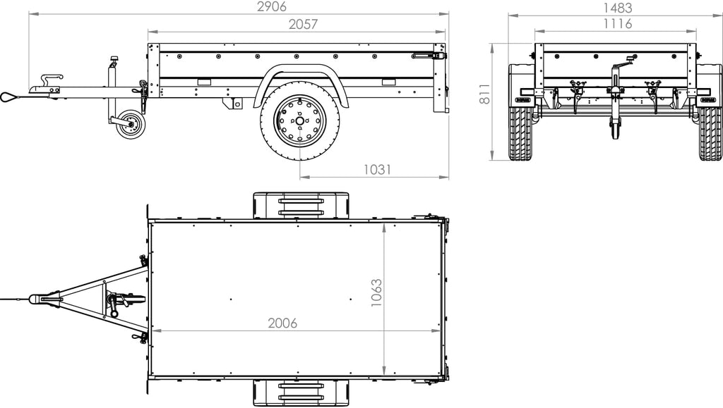 UNITRAILER Garden Trailer 200 KIPP 750 kg – Gitteraufsatz, Hochplane Grau, Kippbare Deichsel & Verstärkte Stahlstruktur