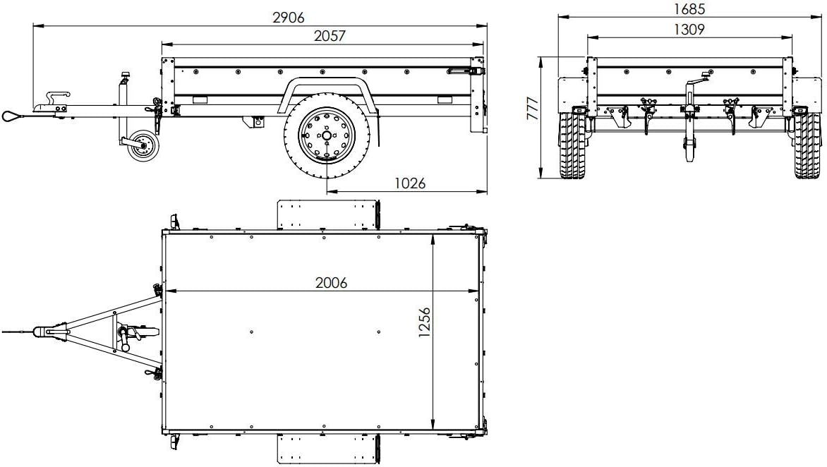 UNITRAILER PKW Anhänger 750 kg – Silber | Hochplane, Bordwände, V-Deichsel, Siebdruckboden & AL-KO/Knott Achse
