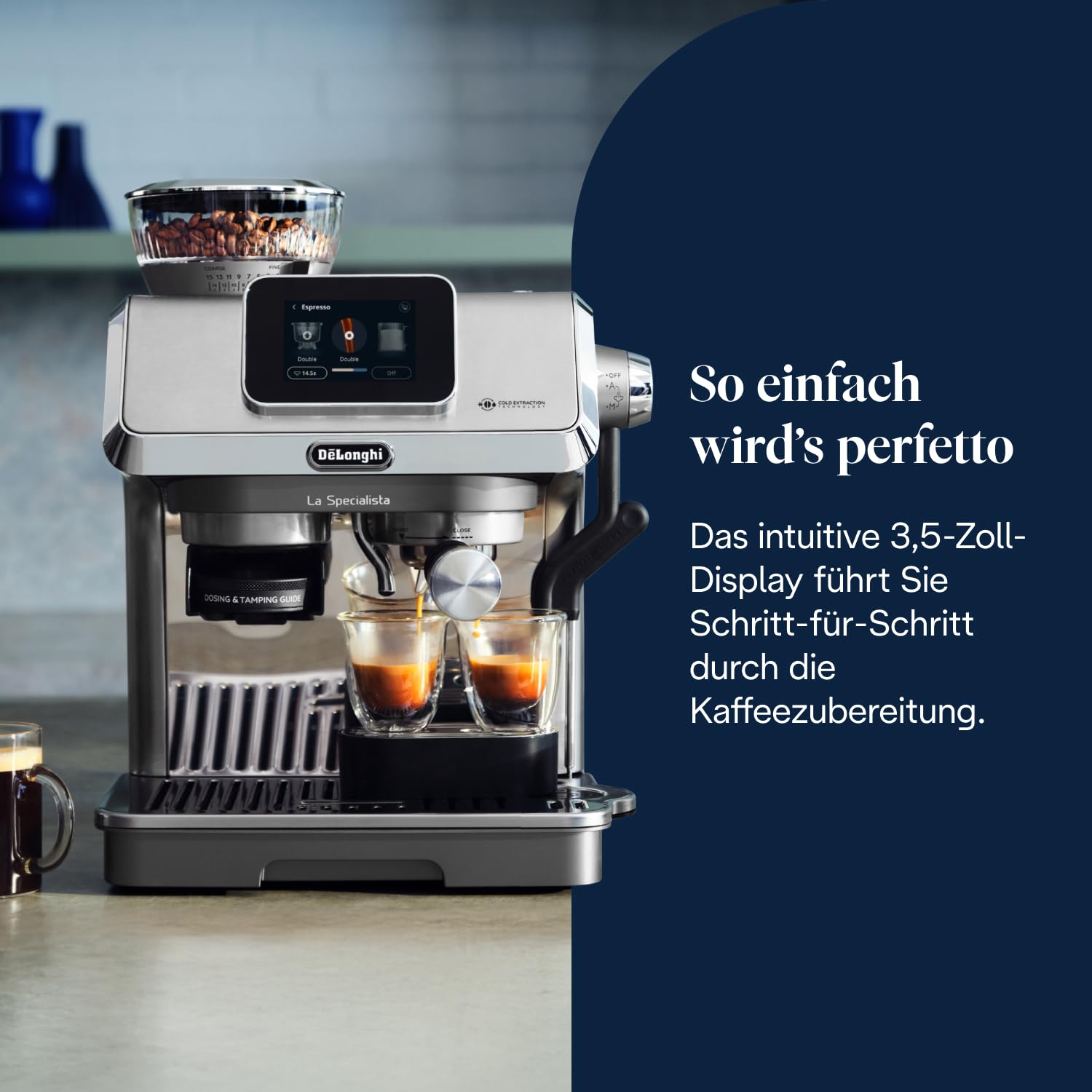 De'Longhi Siebträgermaschine La Specialista Arte EC9155.MB, Espressomaschine mit Mahlwerk, 8 Mahlgrade, 15 Bar, 3 Temperaturen, Milchschaumdüse, 1550W, 1,7L Tank, Edelstahl/Schwarz inkl. Barista-Kit