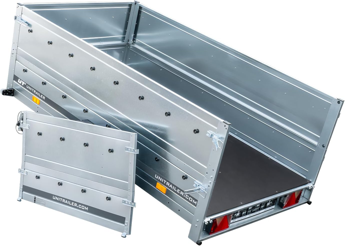 UNITRAILER Klappanhänger 750 kg – Silber | Robuster Stahlanhänger mit Bordwänden, Kippmechanismus & Plane