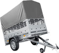 UNITRAILER Garden Trailer 200 KIPP 750 kg – Gitteraufsatz, Hochplane Grau, Kippbare Deichsel & Verstärkte Stahlstruktur