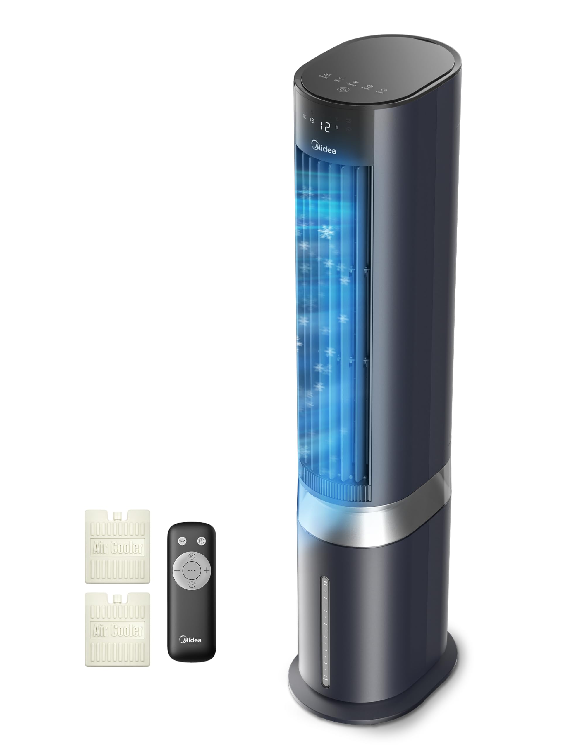 Midea MCF23XRB(WH) Luftkühler, Klimaanlage mobil, 2000m³/h Luftstrom, Sensicool Smart Temp, Ionisator, 6 Geschwindigkeiten, 5 Modi, 12-Stunden-Timer, Touch-Display, 7L Wassertank, Weiß