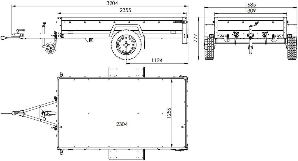 UNITRAILER Klappanhänger 750 kg – Silber | Robuster Stahlanhänger mit Bordwänden, Kippmechanismus & Plane