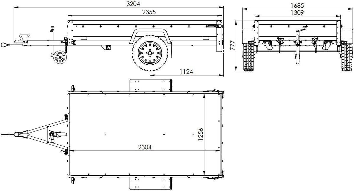 UNITRAILER Klappanhänger 750 kg – Silber | Robuster Stahlanhänger mit Bordwänden, Kippmechanismus & Plane