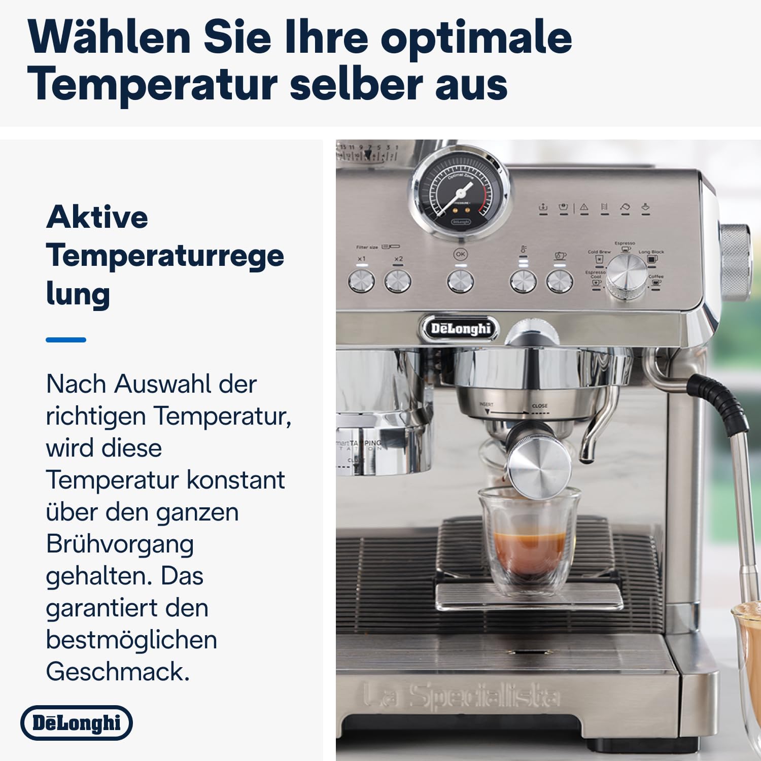 De'Longhi Siebträgermaschine La Specialista Arte EC9155.MB, Espressomaschine mit Mahlwerk, 8 Mahlgrade, 15 Bar, 3 Temperaturen, Milchschaumdüse, 1550W, 1,7L Tank, Edelstahl/Schwarz inkl. Barista-Kit