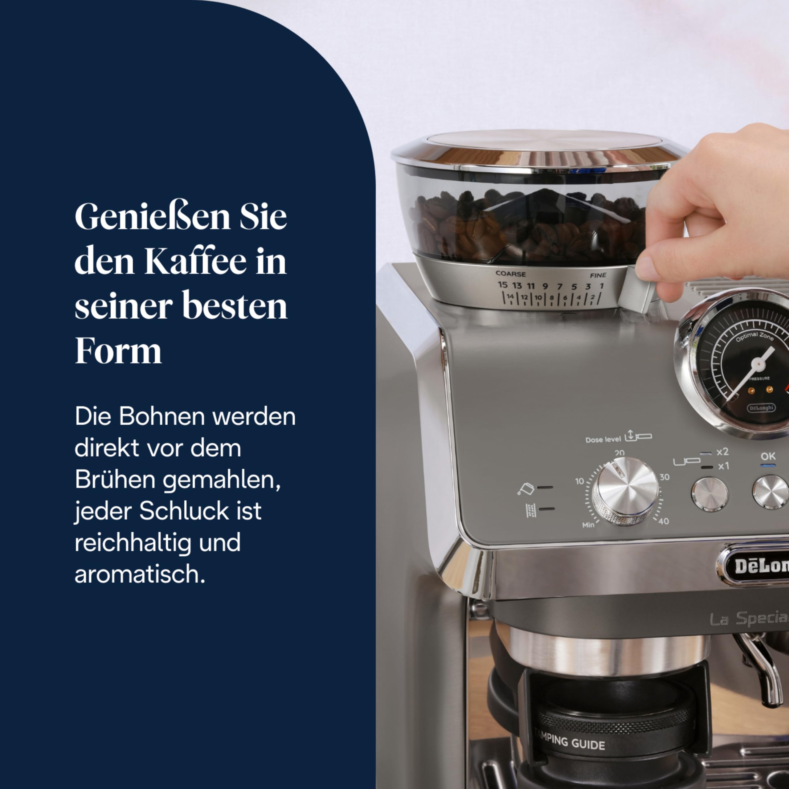 De'Longhi Siebträgermaschine La Specialista Arte EC9155.MB, Espressomaschine mit Mahlwerk, 8 Mahlgrade, 15 Bar, 3 Temperaturen, Milchschaumdüse, 1550W, 1,7L Tank, Edelstahl/Schwarz inkl. Barista-Kit
