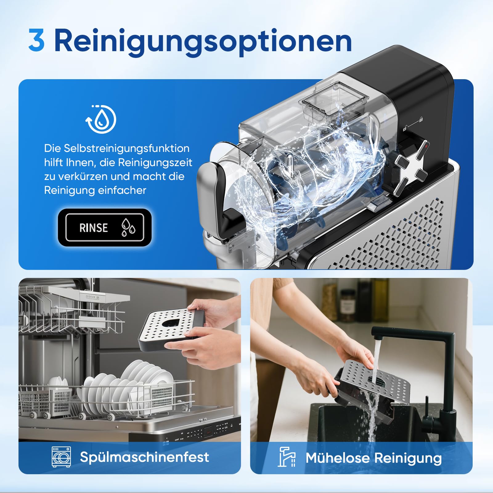 Slush Maschine – 2,5 L Eismaschine & Slushie Maschine für Zuhause, mit LED-Display, 6 voreingestellten Programmen für Eiscreme, Frappés, Milchshakes, automatischer Reinigung