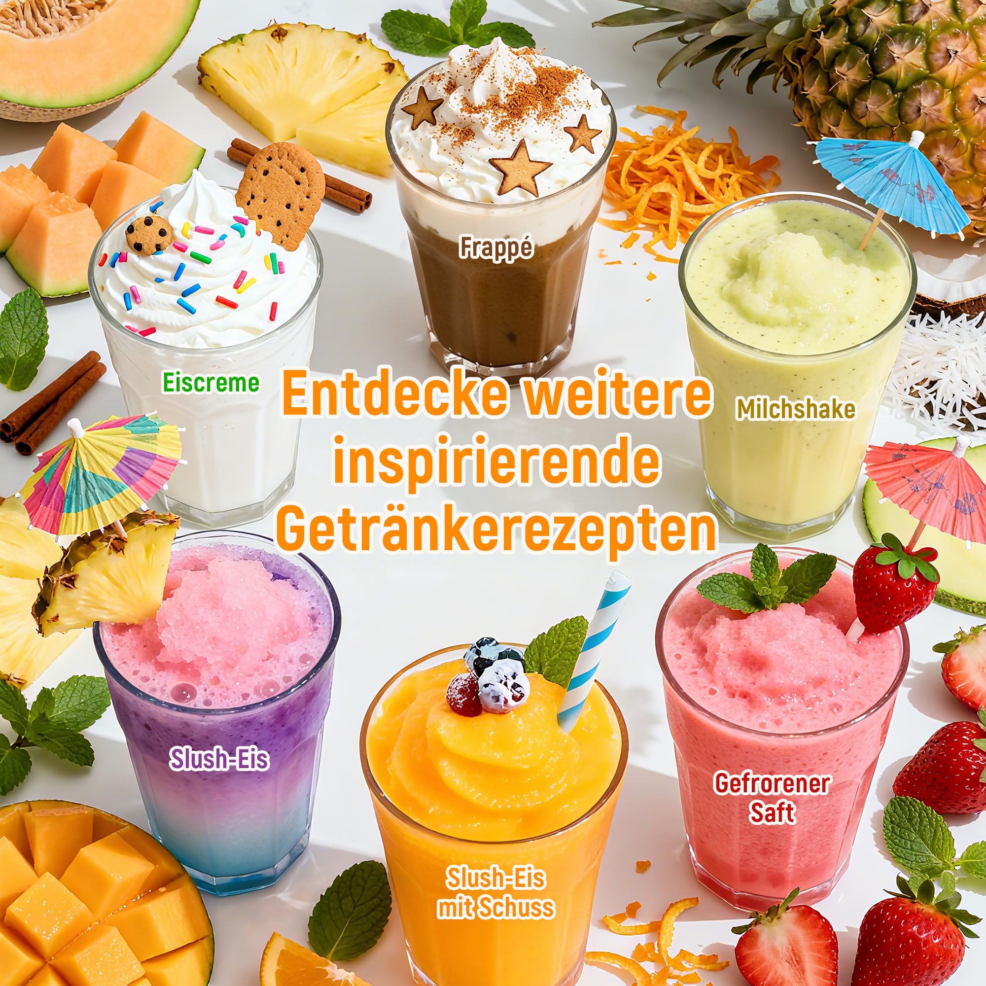 Slush Maschine – 2,5 L Eismaschine & Slushie Maschine für Zuhause, mit LED-Display, 6 voreingestellten Programmen für Eiscreme, Frappés, Milchshakes, automatischer Reinigung